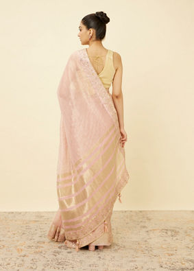 Rose Shadow Pink Saree with Floral Patterned Borders image number 2